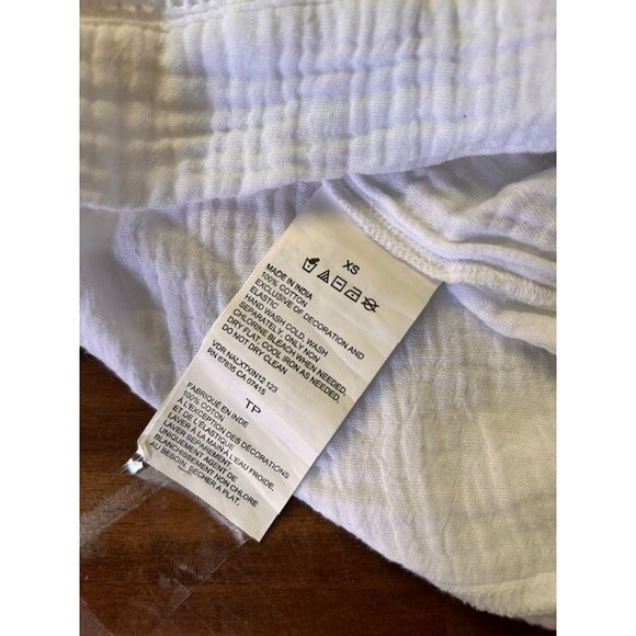 Nautica Women Size XS White Cotton Square Neck Elastic Boho Peasant Top Gauzy - Picture 9 of 9